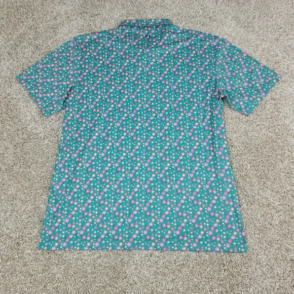 Swannies Golf Mens XL Green AOP Floral Performance Stretch Polo Short Sleeve - Picture 3 of 6